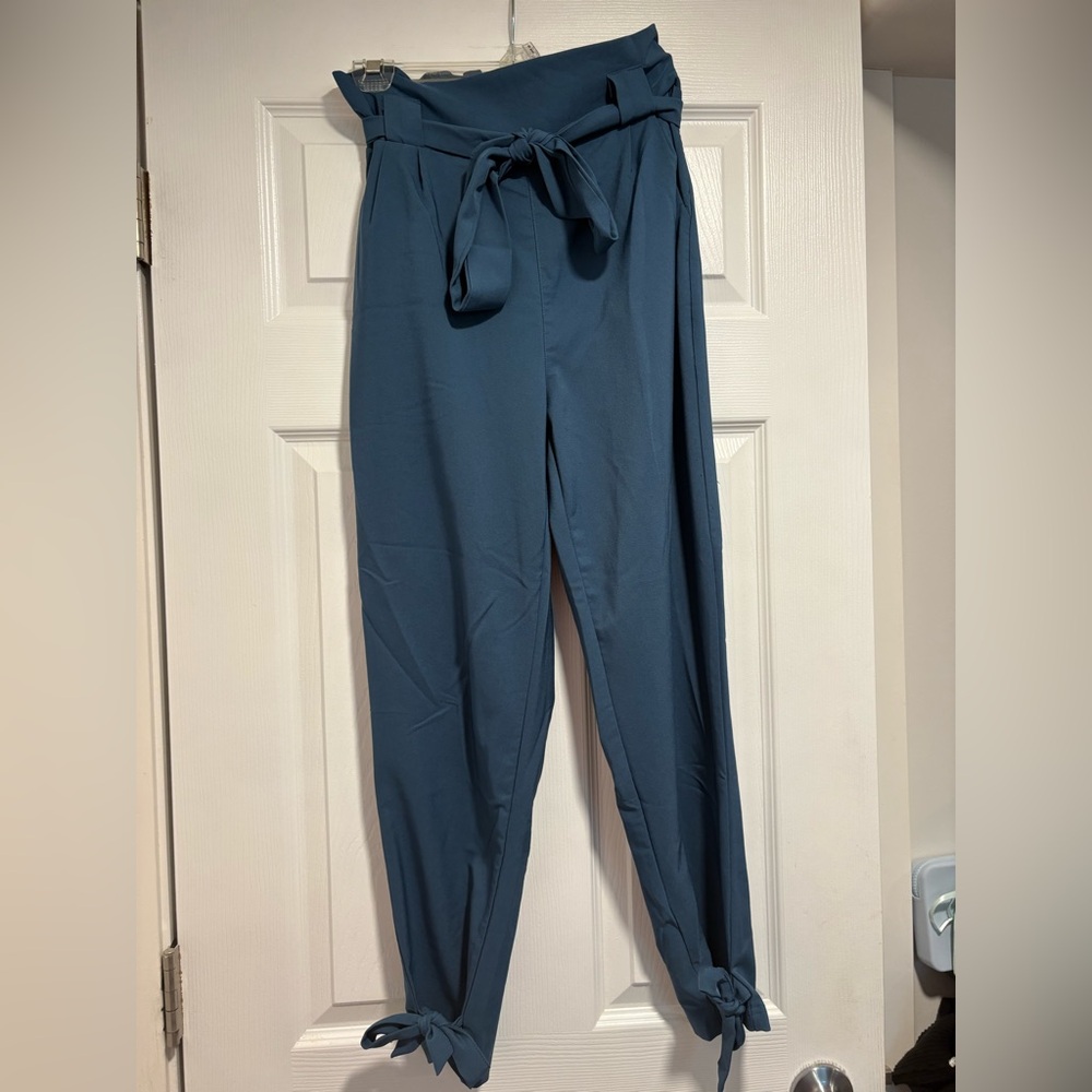 Women's Blue Tie-Waist Pants